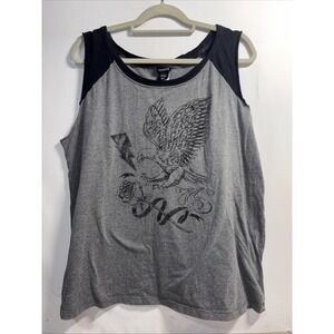 Torrid 2 Women tank top sleeveless Raw Hem Sleeve top size 2 Retro Eagle Rose 76